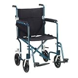 Drive Medical FW19BL Fly-Weight Transport Chair, 19 Inch, Blue