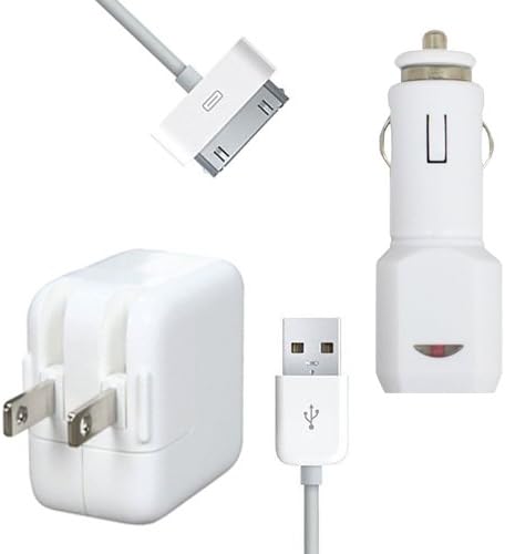 Apple iPad 2 iPad2 Charging Kit with Apple 10 Watts USB AC Power Charger Adapter, Malcom Distributors 2.1A Car Charger Adapter and Apple USB Dock Connector
