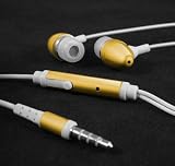 In Ear iPhone Headphones with Microphone and Play/Pause Button in Gold