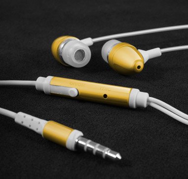 In Ear iPhone Headphones with Microphone and Play/Pause Button in Gold