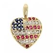 Yellow Gold Heart Flag Pendant Ruby Diamond Sapphire