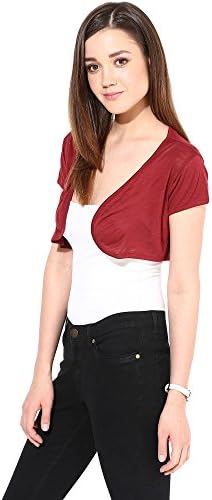 Trend 18 Women's Viscose Pack Of 2 Maroon/yellow Bolero Shrug S Maroon/Yellow