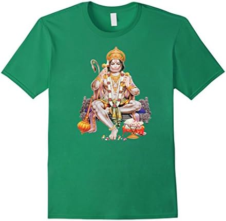 Men's Hanuman Shirt-Lord Hanuman Deity-Yoga Shirt Medium Kelly Green