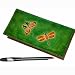Real Leather Check Book Cover, Butterfly,dargonfly or Elephant Patterns Embossed on Both Side. (Green)