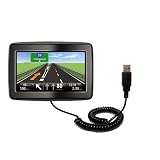 Coiled USB Cable for the TomTom VIA 1405 with Power Hot Sync and Charge capabilities - uses Gomadic TipExchange Technology