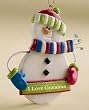 Set Of 12 "I Love Grandma" Snowman Christmas Ornaments #24578