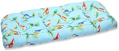 Pillow Perfect Outdoor Curious Bird Wicker Loveseat Cushion, Sky