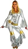 (2287) Silver Dancing Queen Womens Fancy Dress Outfit Small (8-10)