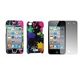 EMPIRE Paint Splatter Snap-On Cover Case + Screen Protector for Apple iPod Touch 4 / 4th Generation