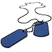 KONOV Army Style 2pcs Dog Tag Pendant Men's Necklace Chain, Blue