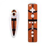 Basketball Design Nintendo Wii Nunchuk + Remote Controller Protector Skin Decal Sticker
