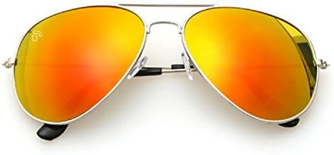 Phaedrus Optics Eclipse Full Mirrored Aviator Sunglasses UV400 (metal, Orange-Red)