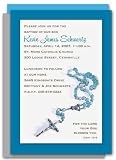 50 Christening Invitations-Rosary Card