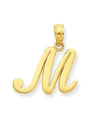 14k M Script Initial Pendant