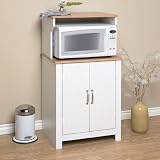 Microwave Cart in White and Oak Finish By Mylex Furniture