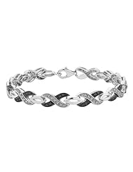 White and Black Diamond Bracelet 1/3 Carat (ctw) in Sterling Silver
