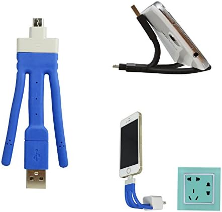 Zebracc® Q Fun Micro USB to USB cable , Functional As A Mini Holder , compatible withSamsung Mobile Phones Galaxy S4, Google Nexus 5, Nokia Lumia 1020, Galaxy S3, Moto G, Samsung Galaxy Tab 3, Asus Google Nexus 7 7-inch, Sony Xperia, HTC One And More Free 30 Days Money Back Guarantee [18 Months Warranty] (blue)
