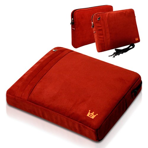 CaseCrown Faux Suede Pocket Case (Tomato Red) for Acer 11.6 Inch Netbook