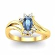14K Yellow Gold London Blue Topaz and Diamond Ring