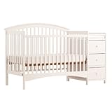 Stork Craft Bradford 4 in 1 Fixed Side Convertible Crib Changer, White