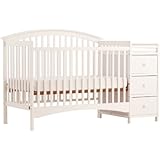 Stork Craft Bradford 4 in 1 Fixed Side Convertible Crib Changer, White