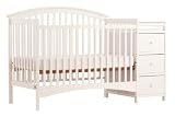 Stork Craft Bradford 4 in 1 Fixed Side Convertible Crib Changer, White