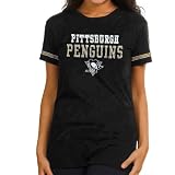 NCAA Pittsburgh Penguins Ladies Stardust Burnout Sleep T-Shirt - Black (Small)