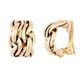 JanKuo Jewelry Gold Tone Polished Antique Vintage Clip On Earring Ship with Gift Box