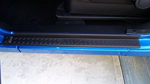 Door Sill Guards for 2007-2016 Jeep Wrangler, 4 Door ABS Black Plastic Door Sill Entry Guards-Set of 4 with Jeep Logo JK4