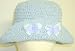 Hand Crocheted Blue Rayon Cotton Gimp Floppy Hat with Two Blue and White Butterflies for Girls and Teens