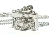 Trendy Art Deco 3D ICED Camera Charm Necklace with Crystals