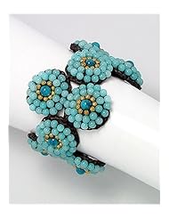 Cotton Waxed Thread Semi GemStone Beads Bracelet In Brass