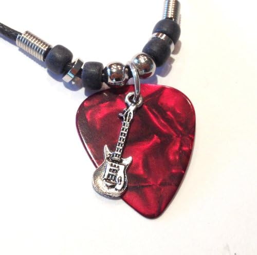 18" Guitar Pick and Guitar Pendant Necklace