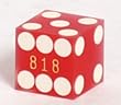 3/4" Red Sanded Precision Casino Craps Dice, Serial #