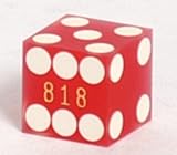 3/4" Red Sanded Precision Casino Craps Dice, Serial #