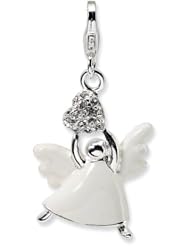 Sterling Silver Enameled Swarovski Element Angel with Lobster Clasp Charm