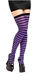 Black and Purple Striped Thigh High Pantyhose