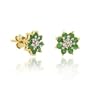 18K Gold over Sterling Silver Emerald & Diamond Accent Flower Stud Earrings