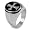 Stainless Steel Polished Oval Cross Men's Ring with Black Finish - Size 11.0