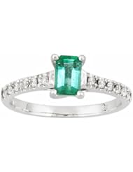 14K White Gold Emerald and Diamond Ring -- LIFETIME WARRANTY