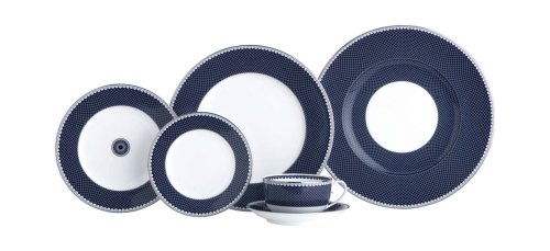 Thomas O'Brien Marielle Indigo 5 Piece Fine Bone China Dinnerware Set