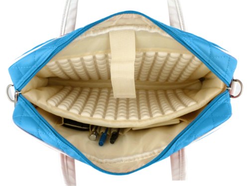 14.1 inch Baby Blue Diamond Quilted Pattern with White Accent Trim Bubble Foam Padded Laptop Computer Notebook Sleeve Office Tote Briefcase Carry Case Messenger Shoulder Bag 14.1 inch Baby Blue Diamond Quilted Pattern with White Accent Trim Bubble Foam Padded Laptop Computer Notebook Sleeve Office Tote Briefcase Carry Case Messenger Shoulder Bag