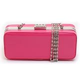 HOT PINK PATENT LEATHER SMALL RECTANGLE EVENING CLUTCH HANDBAG