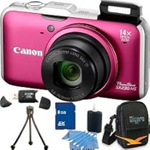 Canon Powershot SX230 HS Digital Camera (Red) 12.1MP CMOS Sensor, 14x 28-392mm Super Telephoto Zoom Lens, Built-In GPS, 3" High Resolution LCD Monitor. Kit Includes 8 GB Memory Card, Card Reader, Carrying Case, Mini Tripod, and More.