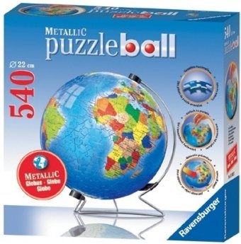 Childrens Toyshop  Spielwaren : puzzleball. Globius. Die Erde in Metallic inkl. Drehfuss