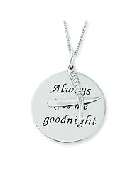 Sterling Silver Antiqued CZ Always Kiss Me Goodnight 18in Necklace.