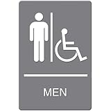 Headline Sign ADA Sign, Men Restroom Wheelchair Accessible Symbol, Molded Plastic, 6 x 9 Inches, Gray