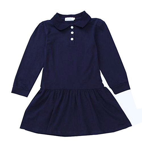 Z by Yoon Little Girls Navy Long Sleeve School Uniform Polo Dress 3T-7