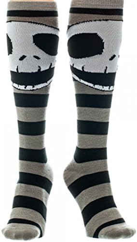 Nightmare Before Christmas Big Jack Gray and Black Striped Knee High Socks