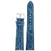 Crocodile Watch Band Genuine Teal Blue Stitching Padded 22 millimeter